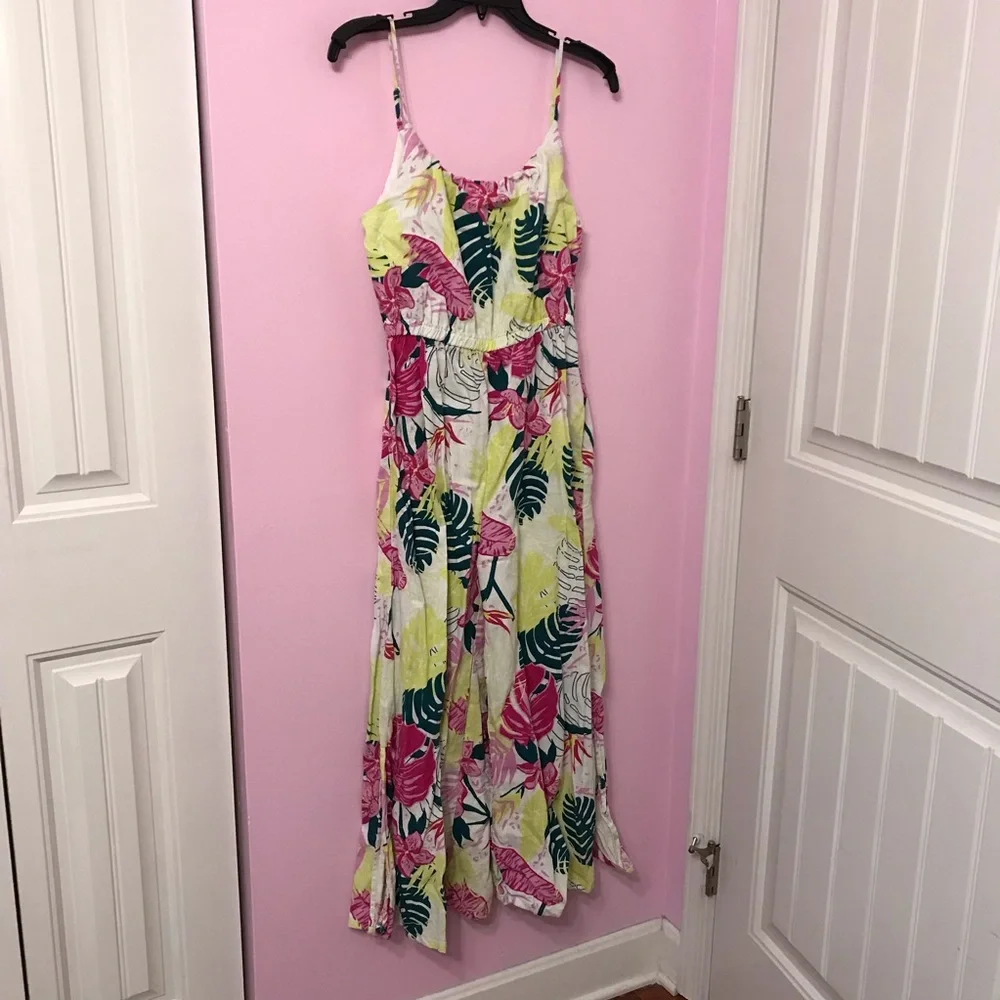 Nicole Miller floral palm tree leaf printed jumpsuit size small